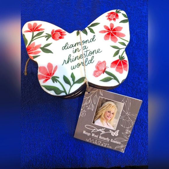 🆕 DOLLY PARTON Butterfly Coaster Set (4) by Dolly Parton Collection - Picture 3 of 8